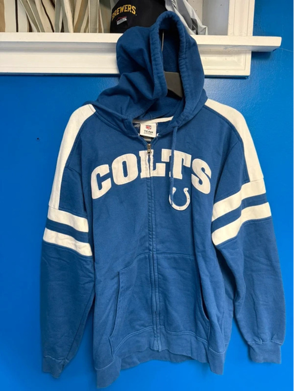 NFL Team Apparel Indianapolis Colts Full Zip Hoodie Blue White Men’s L